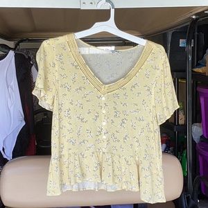 Yellow floral blouse